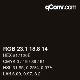 Color code: RGB 23.1 18.8 14 | qconv.com