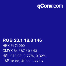 カラーコード: RGB 23.1 18.8 146 | qconv.com