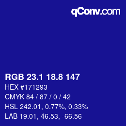 カラーコード: RGB 23.1 18.8 147 | qconv.com