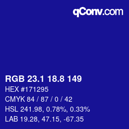 カラーコード: RGB 23.1 18.8 149 | qconv.com