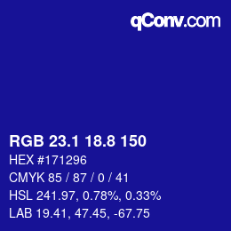 カラーコード: RGB 23.1 18.8 150 | qconv.com