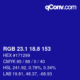 カラーコード: RGB 23.1 18.8 153 | qconv.com