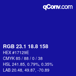 カラーコード: RGB 23.1 18.8 158 | qconv.com