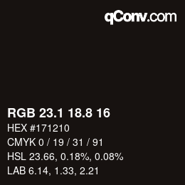 Color code: RGB 23.1 18.8 16 | qconv.com