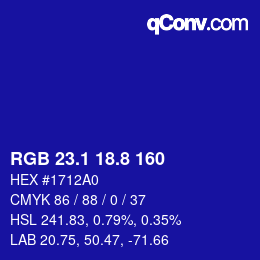 カラーコード: RGB 23.1 18.8 160 | qconv.com