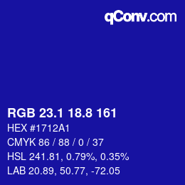 カラーコード: RGB 23.1 18.8 161 | qconv.com