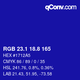 カラーコード: RGB 23.1 18.8 165 | qconv.com