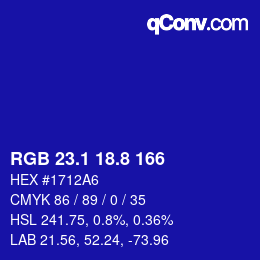 カラーコード: RGB 23.1 18.8 166 | qconv.com