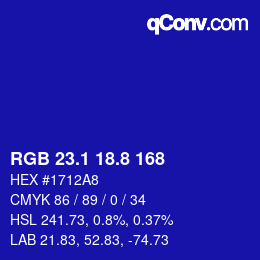 カラーコード: RGB 23.1 18.8 168 | qconv.com