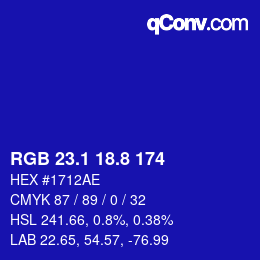 カラーコード: RGB 23.1 18.8 174 | qconv.com