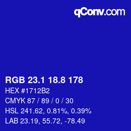 カラーコード: RGB 23.1 18.8 178 | qconv.com