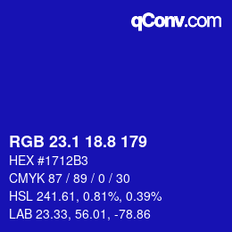 カラーコード: RGB 23.1 18.8 179 | qconv.com
