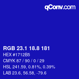 カラーコード: RGB 23.1 18.8 181 | qconv.com