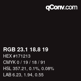 Color code: RGB 23.1 18.8 19 | qconv.com