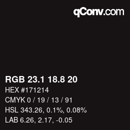 Color code: RGB 23.1 18.8 20 | qconv.com