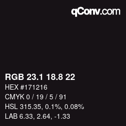 Color code: RGB 23.1 18.8 22 | qconv.com