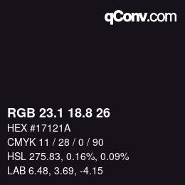 Farbcode: RGB 23.1 18.8 26 | qconv.com
