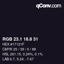 Color code: RGB 23.1 18.8 31 | qconv.com