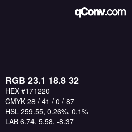 Farbcode: RGB 23.1 18.8 32 | qconv.com