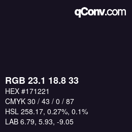 カラーコード: RGB 23.1 18.8 33 | qconv.com