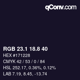 Color code: RGB 23.1 18.8 40 | qconv.com
