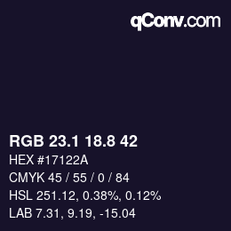 Color code: RGB 23.1 18.8 42 | qconv.com