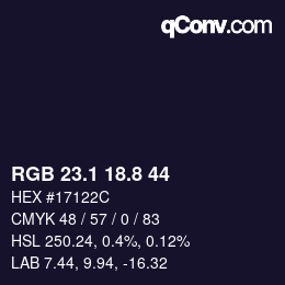 Color code: RGB 23.1 18.8 44 | qconv.com