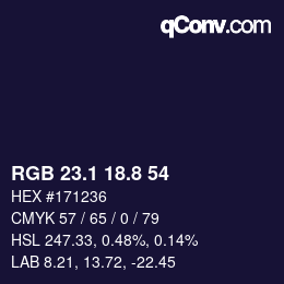 Farbcode: RGB 23.1 18.8 54 | qconv.com