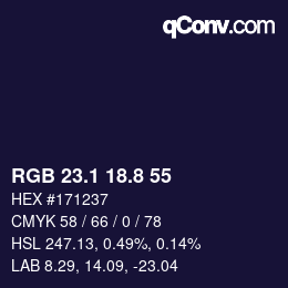 カラーコード: RGB 23.1 18.8 55 | qconv.com