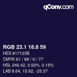 Color code: RGB 23.1 18.8 59 | qconv.com
