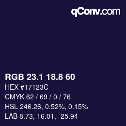 カラーコード: RGB 23.1 18.8 60 | qconv.com