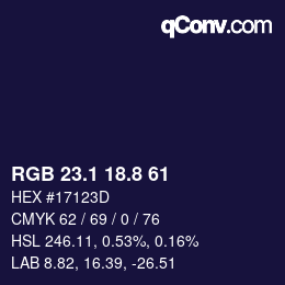 カラーコード: RGB 23.1 18.8 61 | qconv.com