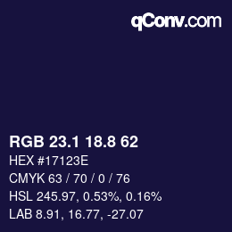 カラーコード: RGB 23.1 18.8 62 | qconv.com