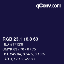 Color code: RGB 23.1 18.8 63 | qconv.com