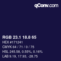 Color code: RGB 23.1 18.8 65 | qconv.com