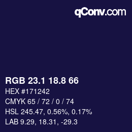 Color code: RGB 23.1 18.8 66 | qconv.com