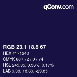 カラーコード: RGB 23.1 18.8 67 | qconv.com