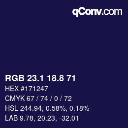 カラーコード: RGB 23.1 18.8 71 | qconv.com
