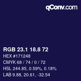 カラーコード: RGB 23.1 18.8 72 | qconv.com