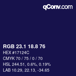 Color code: RGB 23.1 18.8 76 | qconv.com