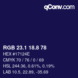 Color code: RGB 23.1 18.8 78 | qconv.com