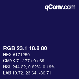 カラーコード: RGB 23.1 18.8 80 | qconv.com