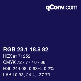 カラーコード: RGB 23.1 18.8 82 | qconv.com