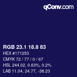 カラーコード: RGB 23.1 18.8 83 | qconv.com