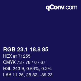 カラーコード: RGB 23.1 18.8 85 | qconv.com