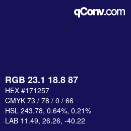 カラーコード: RGB 23.1 18.8 87 | qconv.com