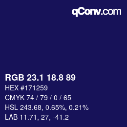 カラーコード: RGB 23.1 18.8 89 | qconv.com