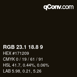 カラーコード: RGB 23.1 18.8 9 | qconv.com
