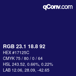 カラーコード: RGB 23.1 18.8 92 | qconv.com