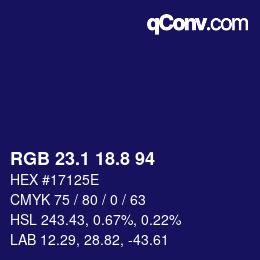 カラーコード: RGB 23.1 18.8 94 | qconv.com